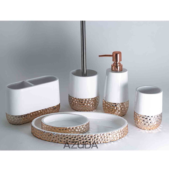 Polyresin Bathroom Set Hammered Design Gold Plated Bathroom Fixtures & Accessories Homeware