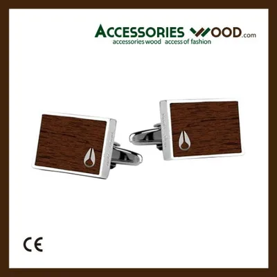 Hot Sale Stainless Steel Elegant Wood Cuff links for Men and Women - Retangular/print (PCS/CTN:100)