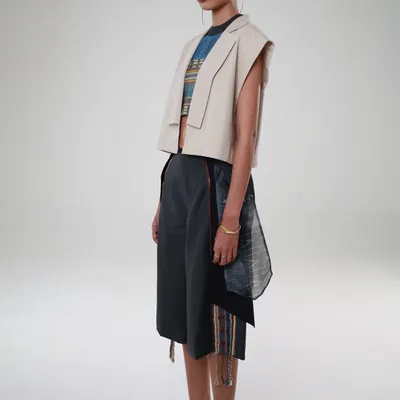 JC 08. OBI BELT WITH PRINTED ORGANDY
