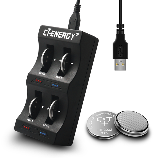 LIR2032 Rechargeable Coin Battery Charger Set Consumer Electronics