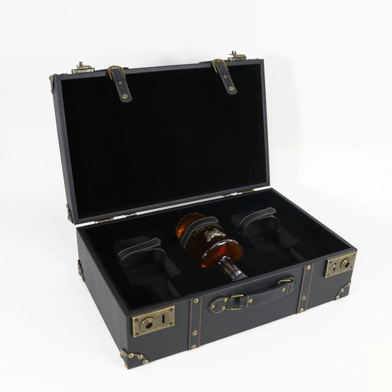Leather Whiskey Packaging Suitcase Three Bottles Wine Luggage