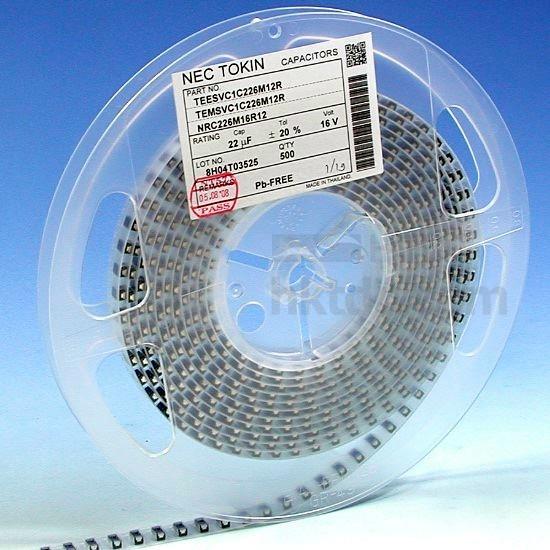 NEC Tantalum SMD Capacitor, 22uF, 16V, C Case, ±20 Parts, Components