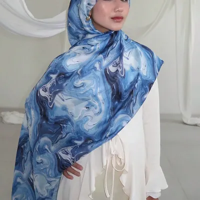 New Design Hot Printed Watercolor Hijabs Muslim Premium Water Print ELegant Women Headscarf Hijab, Soft Material Multifunctional Sunscreen/Windproof Headscarf Shawl, Suitable For Daily Life/Holiday Parties/Banquet Occasions Abaya Accessories