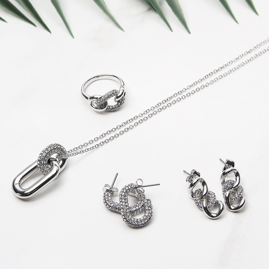 [LLOYD] 韓国ブランド☆Basic Ring Earrings New Style Zircon Platinum Earrings Fashion Simple Square