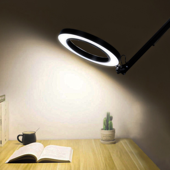 Optical Large Clip Folding Stand Desktop Magnifying Glass Lamp