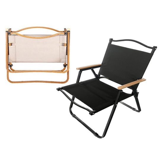 Outdoor Folding Chair w/ Wooden Arms Outdoor Furniture Furniture & Parts