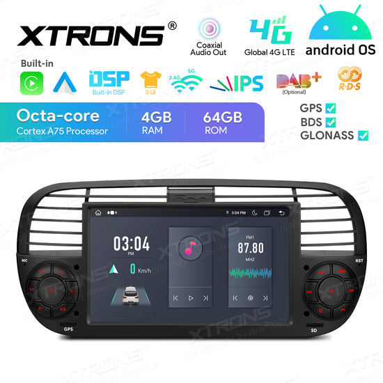 PE7150FL_C] 7 Fiat 500 Android 11 Octacore Car Stereo with RDS