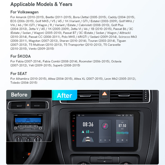 PEX82MTVL Xtrons 8 Android 12 Car Stereo For VW Golf MK5