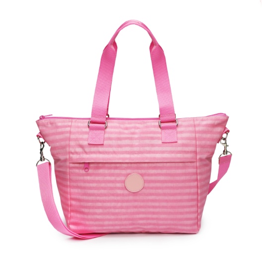 Pink stripe nylon Tote Bag with Shoulder Strap | Bags, Handbags ...