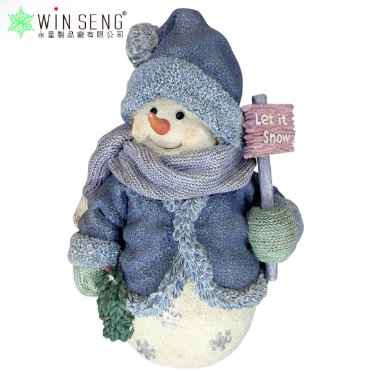Polyresin Blue Snowman with Snowflake Figurine Decoration Gifts, Toys & Sports Supplies
