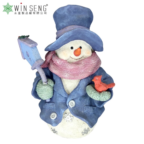 Polyresin Snowman with Red Bird Figurine Decoration Gifts, Toys & Sports Supplies
