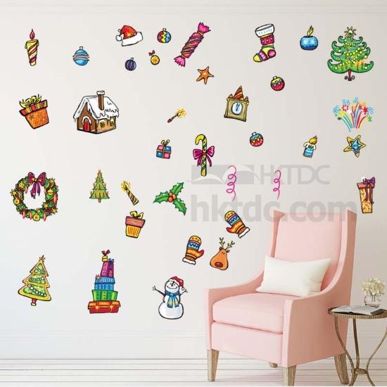 Removable Self Adhesive PVC Christmas Sticker | Building Materials ...