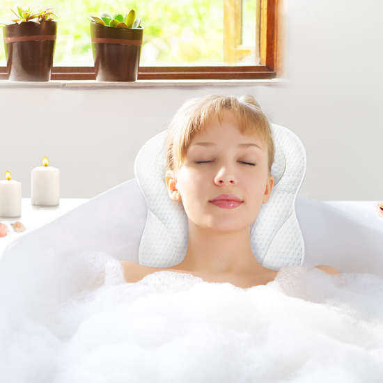 SPA Non-Slip Bath Pillow With Suction Cups Bath Tub Neck