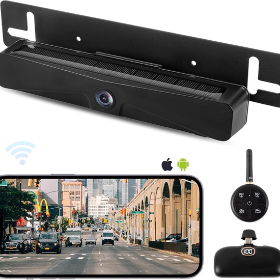 Solar WiFi Backup Camera for Car, HD 1080P Wireless RV Backup Camera for Travel Trailer/Fifth Wheels/RV/Camper, 4800mAh Rechargeable Battery, IP69K Waterproof Camera for iPhone Android