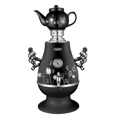 3.2L Electric Samovar, SS and Black with Glass Teapot