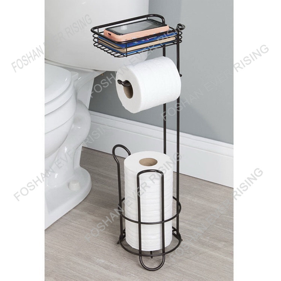 Toilet Paper Holder Stand Tissue Paper Roll Dispenser with Shelf