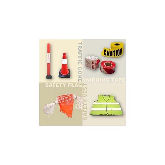 Traffic cone & column, safety flag, caution band, caution light, safety vest, goggle, glove, mask
