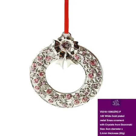White Gold Plated Metal Xmas Ornament