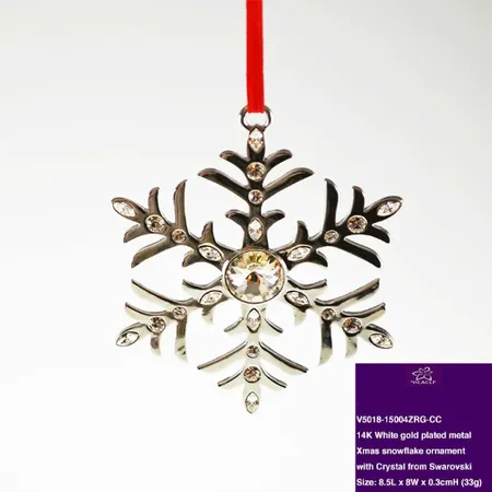 White Gold Plated Metal Xmas Snowflake Ornament