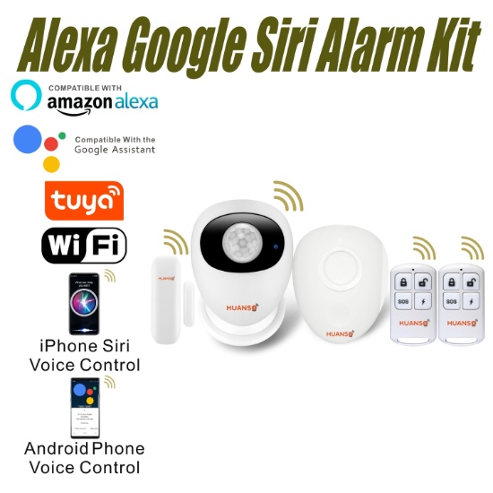 Alarme sans fil GSM+WiFi compatible Tuya Smart, Google Home,  Alexa 