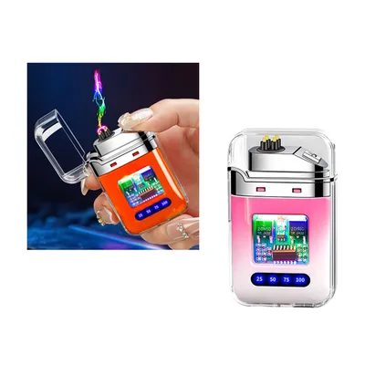 Windproof Digital Power Display & LED Colored Arc Lighter