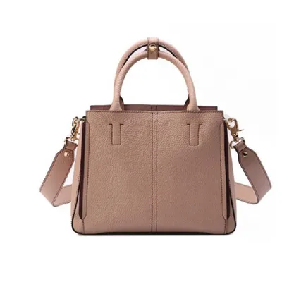 1pc Brown Pu Women's Structured Handbag With Embossed Design