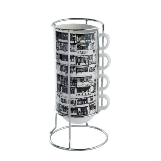 Yaumati Stackable Bone China Cup 4pcs Set W/Rack | Gifts, Toys & Sports ...